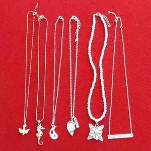 3 for $30 Lot of Six Necklaces Fashion Jewelry Seahorse Dove Flower Just Breathe